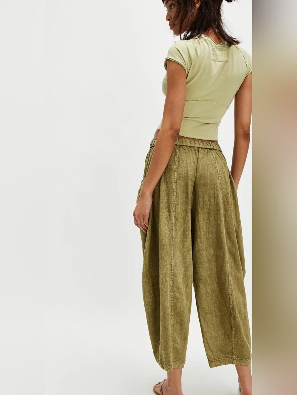 Free People High Road Solid Pull-On Barrel Pants New Without Tags - Picture 2 of 8